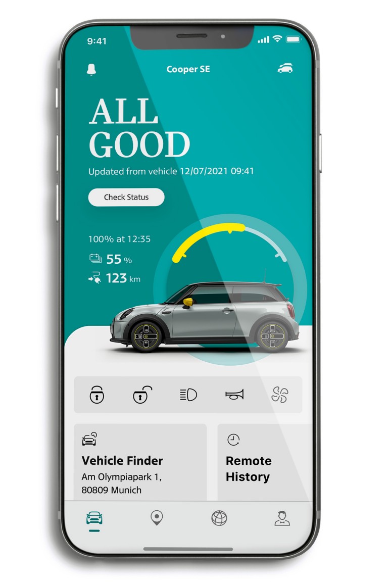 mini connected – mini app – vehicle tab